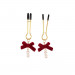 Зажимы на соски CHISA Senuelo Pearl Nipple Clamps Kit с красными бантиками и бусинами