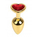 Анальная пробка Gold Metal Heart Red, S