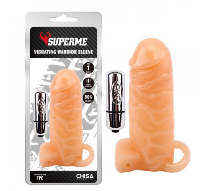 Насадка с вибро беж Chisa Superme Vibrating Warrior Sleeve