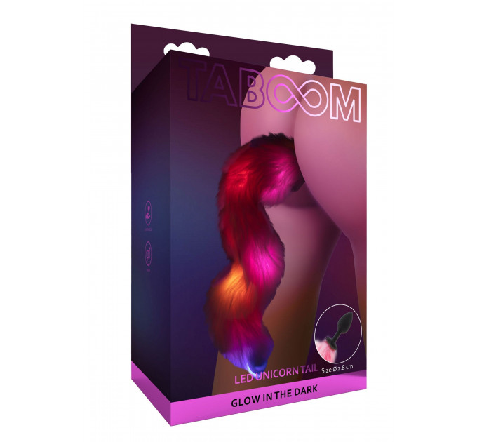 Анальна пробка з хвостом та підсвічуванням Taboom Unicorn Tail & Buttplug LED