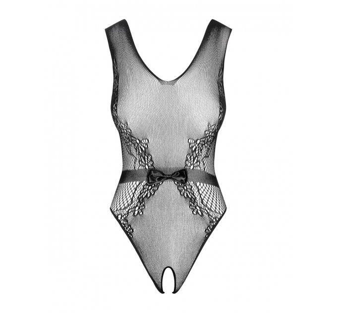 Боди с кружевом в мелкую сетку и открытым доступом Obsessive B115 черный, S/M/L