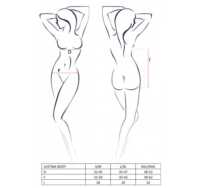 Боди с открытым доступом и грудью JUSTINA BODY black S/M - Passion