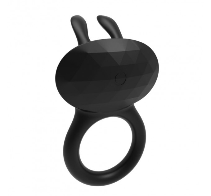 Ерекційне віброкільце Every Night Toys Diamond The Duke з вушками для клітора, чорне