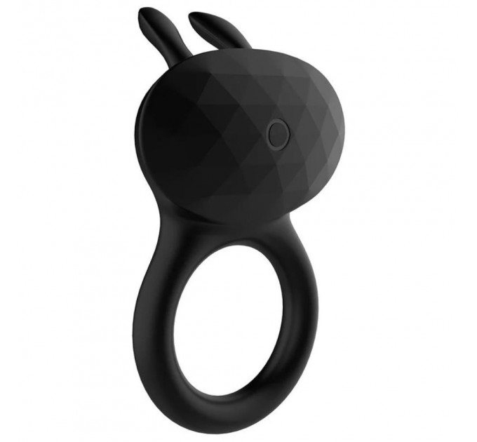 Ерекційне віброкільце Every Night Toys Diamond The Duke з вушками для клітора, чорне