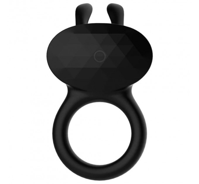 Ерекційне віброкільце Every Night Toys Diamond The Duke з вушками для клітора, чорне