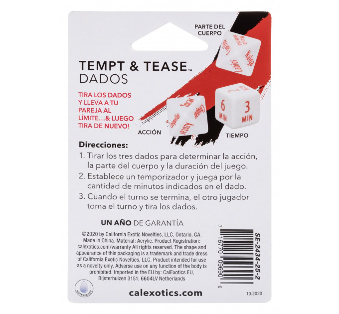 Еротична гра для двох California Exotic Tempt & Tease Dados кубики 3 шт.