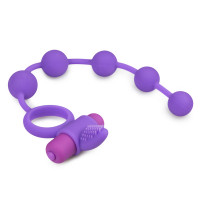 Ерекційне кільце Triple Pleasure з анальним ланцюжком, фіолетове