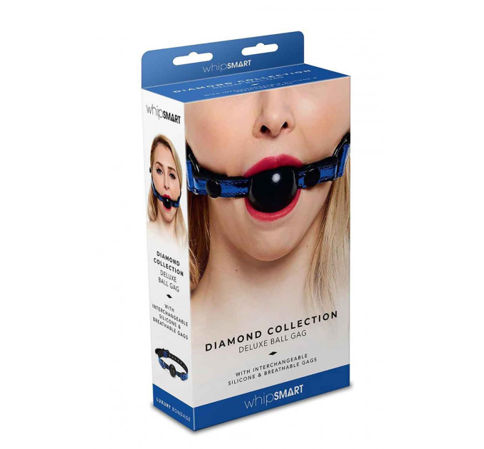 Кляп с двумя сменными шариками Whipsmart Diamond Collection, синий
