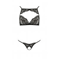 Комплект білизни з декоративним елементом VERONIQUE SET black S/M - Passion