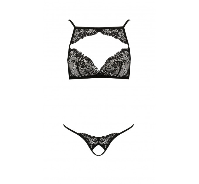 Комплект белья с декоративным элементом VERONIQUE SET black S/M - Passion
