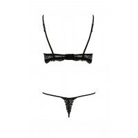 Комплект білизни з декоративним елементом VERONIQUE SET black S/M - Passion
