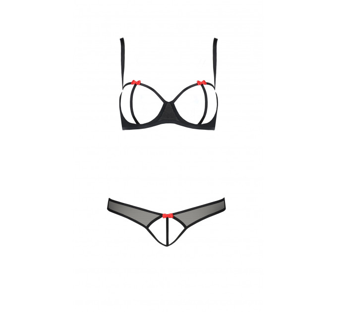 Комплект белья с открытым доступом HEIDI SET WITH OPEN BRA black S/M - Passion