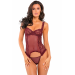 Комплект боди и стринги Rene Rofe Grand Finale, кружевное, бордовый, S/M