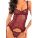 Комплект боди и стринги Rene Rofe Grand Finale, кружевное, бордовый, S/M
