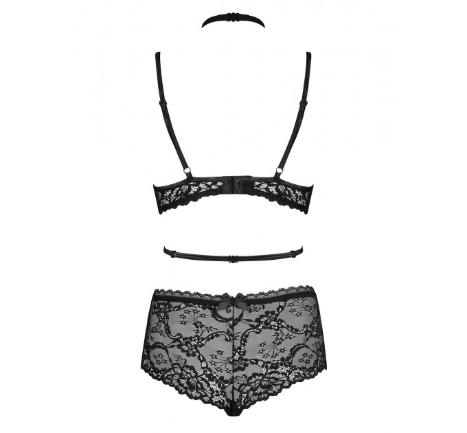 Комплект кружевного белья Obsessive RAQUELIA с чокером, черный, L/XL