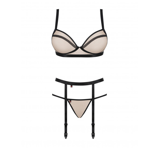 Комплект с поясом для чулок Obsessive Nudelia set L/XL