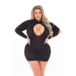 Платье Pink Lipstick Lingerie с открытой спиной и глубоким декольте, черное, PLUS SIZE