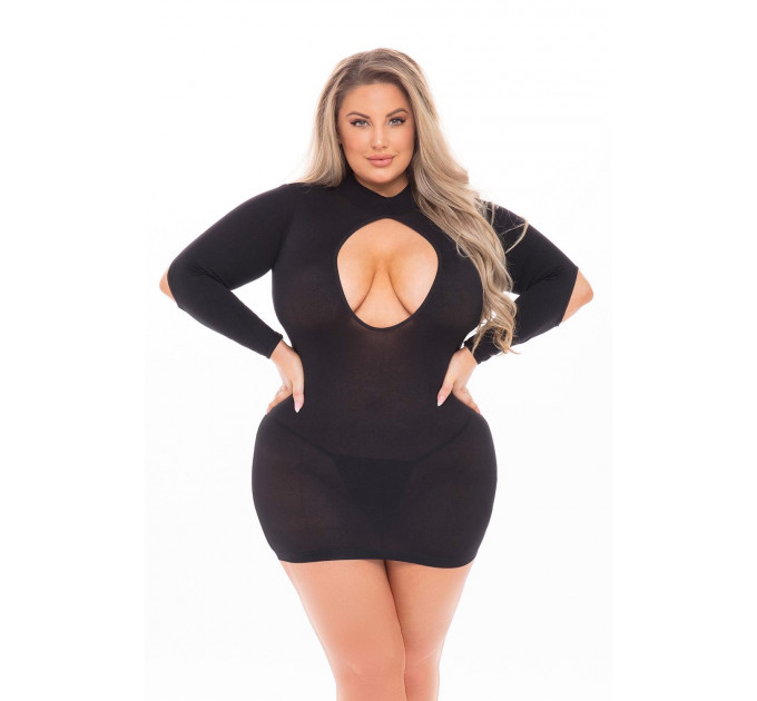 Платье Pink Lipstick Lingerie с открытой спиной и глубоким декольте, черное, PLUS SIZE