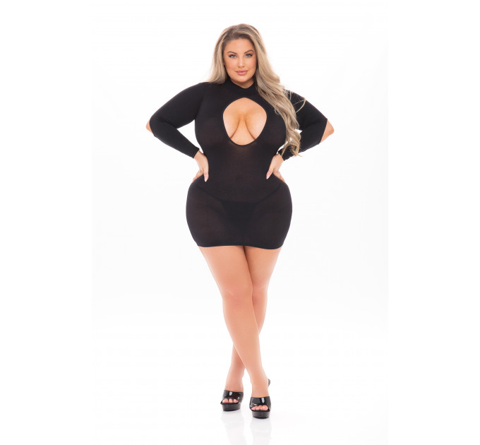 Платье Pink Lipstick Lingerie с открытой спиной и глубоким декольте, черное, PLUS SIZE