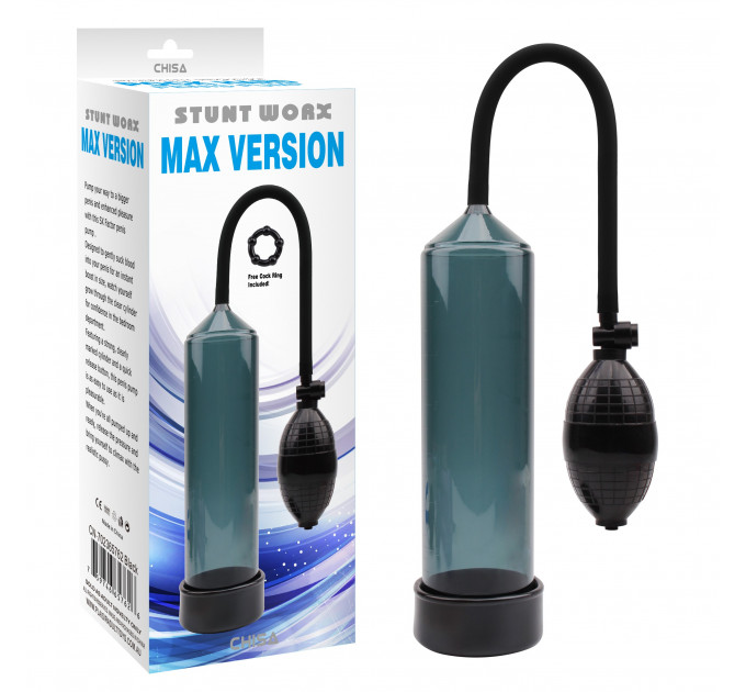 Помпа Chisa Stunt Worx Max Version Penis Pump с эрекционным кольцом в комплекте, черная