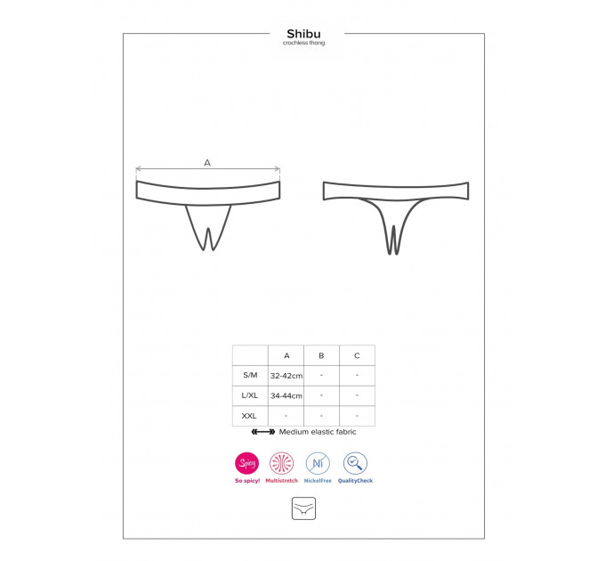 Стринги с интимным вырезом Obsessive Shibu crotchless thong black S/M