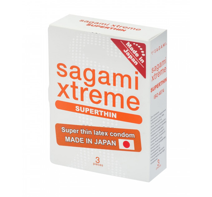 Супертонкі латексні презервативи Sagami Xtreme Superthhin (ціна за упаковку, 3 шт.)