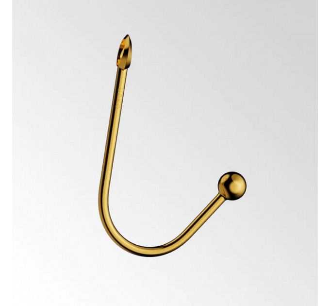 Вагинальный / анальный крюк UPKO Hook золотистый, с шариком на конце и кольцом для фиксации