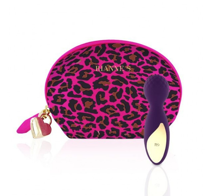 Вибратор мини-микрофон Rianne S Essentials Lovely Leopard Mini Wand в сумочке, фиолетовый