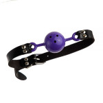 F61409 Кляп из экокожи Loveshop Latex BREATHABLE BALL GAG PURPLE