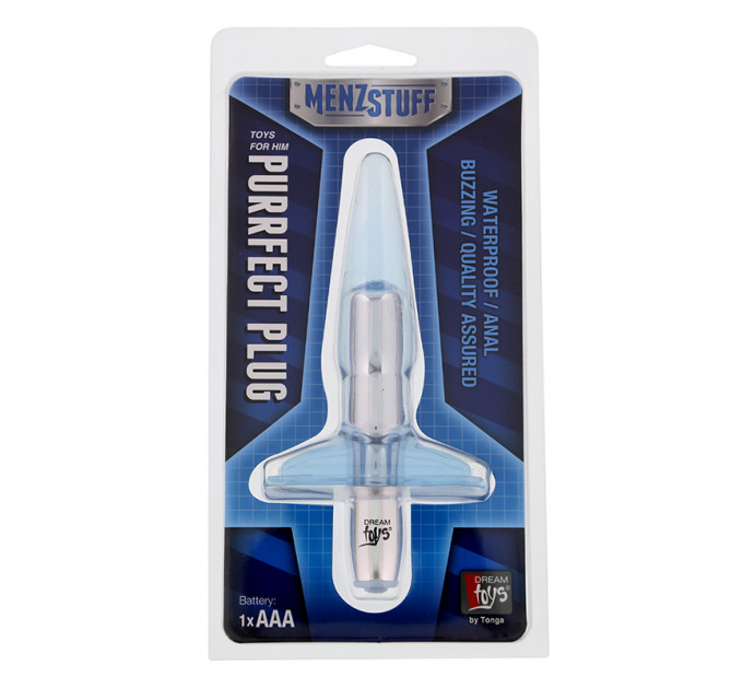 Плаг з вібрацією MENZSTUFF PURRFECT PLUG, CLEAR BLUE