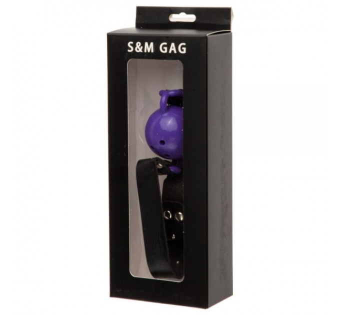 F61409 Кляп из экокожи Loveshop Latex BREATHABLE BALL GAG PURPLE