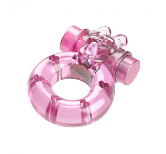 Кольцо эрекционное с вибрацией Baile bunny, розовое, 1.5 см