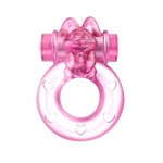 Кольцо эрекционное с вибрацией Baile bunny, розовое, 1.5 см