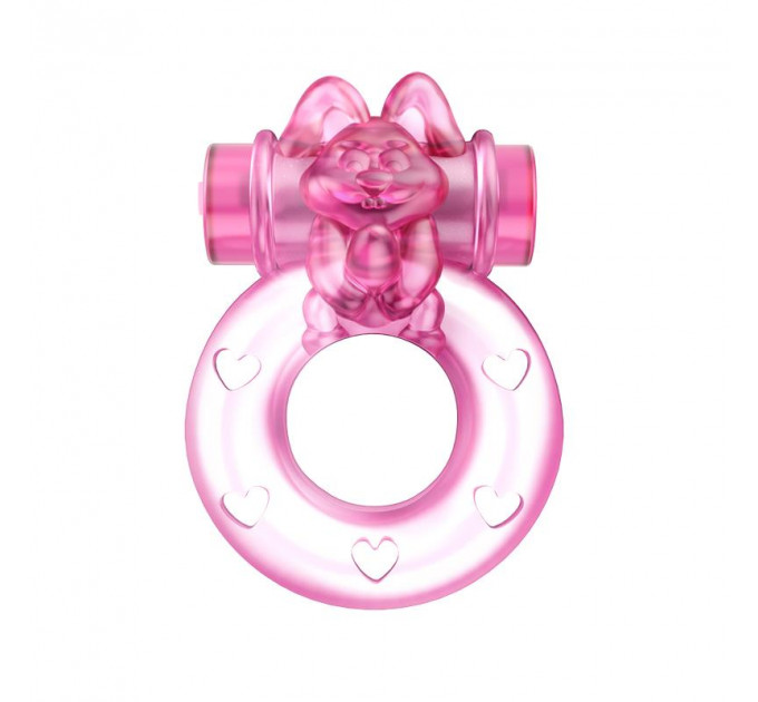 Кольцо эрекционное с вибрацией Baile bunny, розовое, 1.5 см