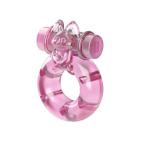 Кільце ерекційне з вібрацією Baile bunny, рожеве, 1.5 см