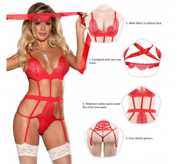 Комплект белья кружевной Star Night Love Affair Lace красный XS-S