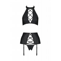 Комплект білизни з поясом для панчіх NANCY SET black S/M - Passion