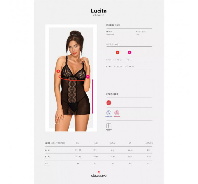 Пеньюар Obsessive Lucita и стринги S/M