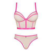 Комплект Obsessive Nudelia top & panties pink S/M