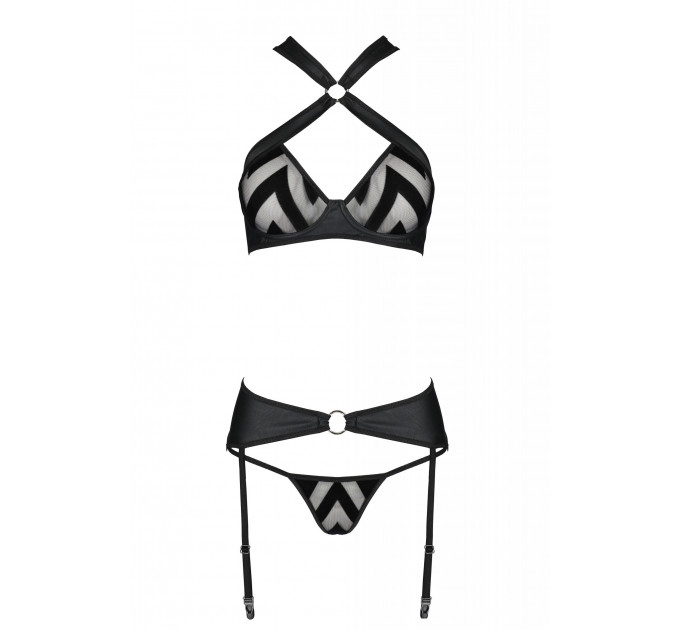Комплект из трех частей Passion Hima, черный, S/M