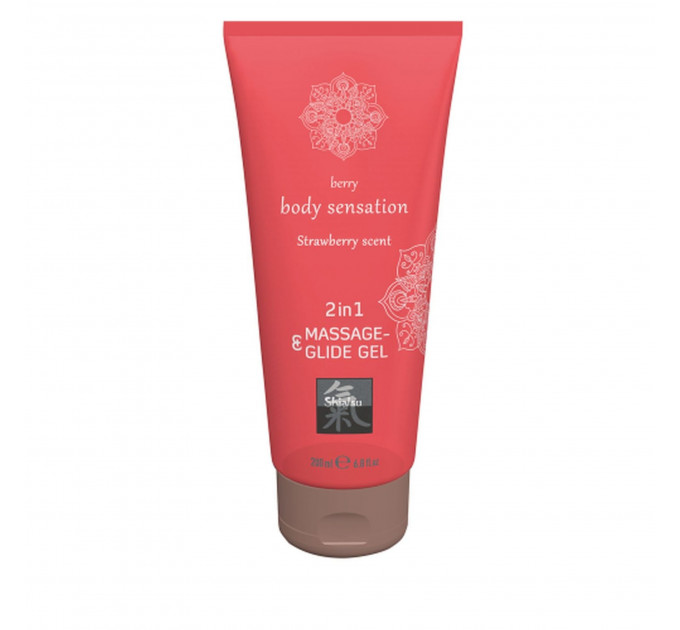Лубрикант и массажное масло 2 в 1 HOT SHIATSU Massage-& Glide gel 2in1 Strawberry scent, 200 мл