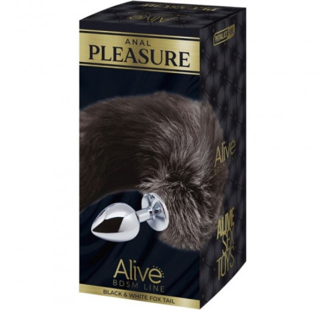 Лисий хвост-пробка Alive Anal Pleasure черно-белый, М