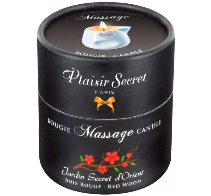 Масажна свічка Plaisirs Secrets Red Wood з ароматом Червоного дерева, 80 мл
