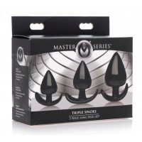 Набор анальных пробок разного размера Master Series Triple Spades, черный