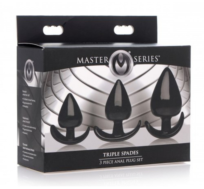 Набор анальных пробок разного размера Master Series Triple Spades, черный