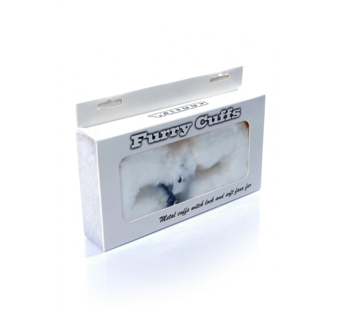 Наручники белый металл с мехом plush handcuffs