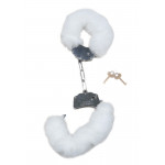 Наручники белый металл с мехом plush handcuffs