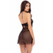 Пеньюар полупрозрачный Rene Rofe Midnight Halter Chemise Set с трусиками в комплекте, черный, S/M