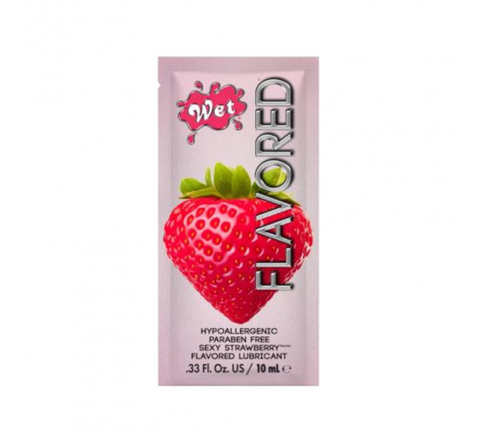 ПРОБНИК/Лубрикант Wet Flavored Sexy Strawberry (сочная клубника) 10 мл