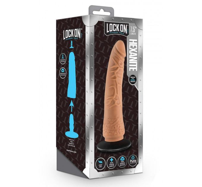 Реалистичный фаллоимитатор, LOCK ON HEXANITE DILDO WITH